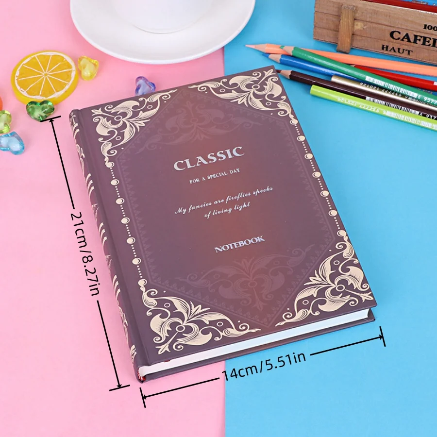 1pc A5 100Gsm European retro magic notebook, 100 sheets of 200 pages, classic thick notepad, student diary, suitable for school