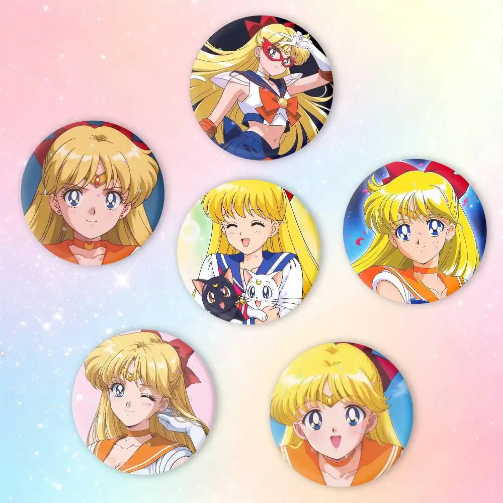 S-Sailor Moon Aino Minako Brooches Cartoon Badge Pins Backpack Hat Accessories Friend Gift