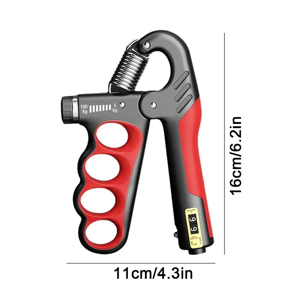 カウンター付きの調整可能なハンドグリップ強化、手首の前腕、筋肉の構築のためのハンドストレーナー、5-100kg