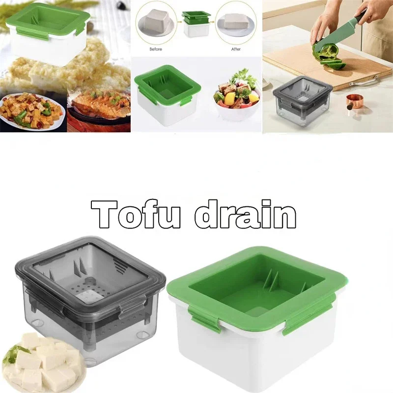 Tofu Press Presser Safe Mould Built-in Water Removal Drainer Gadget Soybean Curd Presser Kitche 3-Layer Tofu Press Making Mold