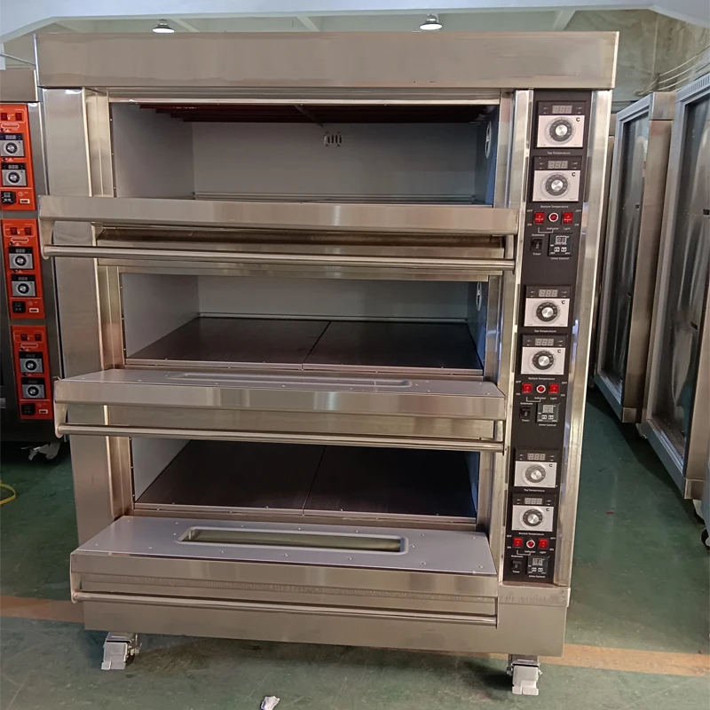 Oven Electric Commercial Large Capacity Timing Three Layer Six Plate Food Pizza Cake Bread Bakery Equipment Baking Furnace