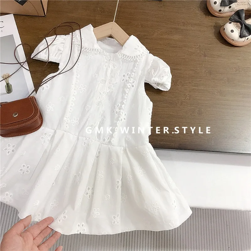 2026 Korean  Girls Dress Looks Great in Summer New Style Unique and Beautiful White Bubble Sleeve Princess Dress