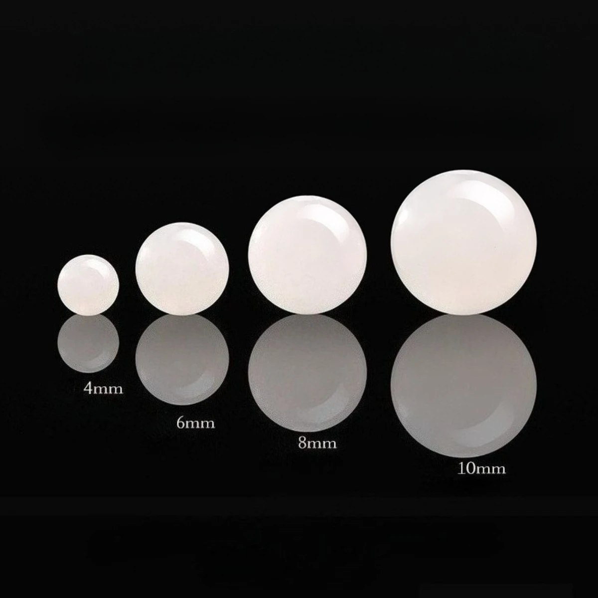 10 pcs 4mm-10mm High Quality Natural White Jadeite Beads Smooth Polished Loose Gemstone No Enhanced