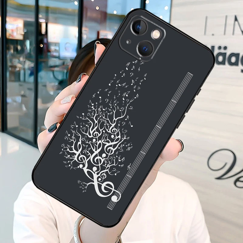 Music Notes Phone Case on For iPhone 13 12 11 14 15 Pro Max 8 7 Plus SE 2020 XR X XS MAX Soft Back Cover