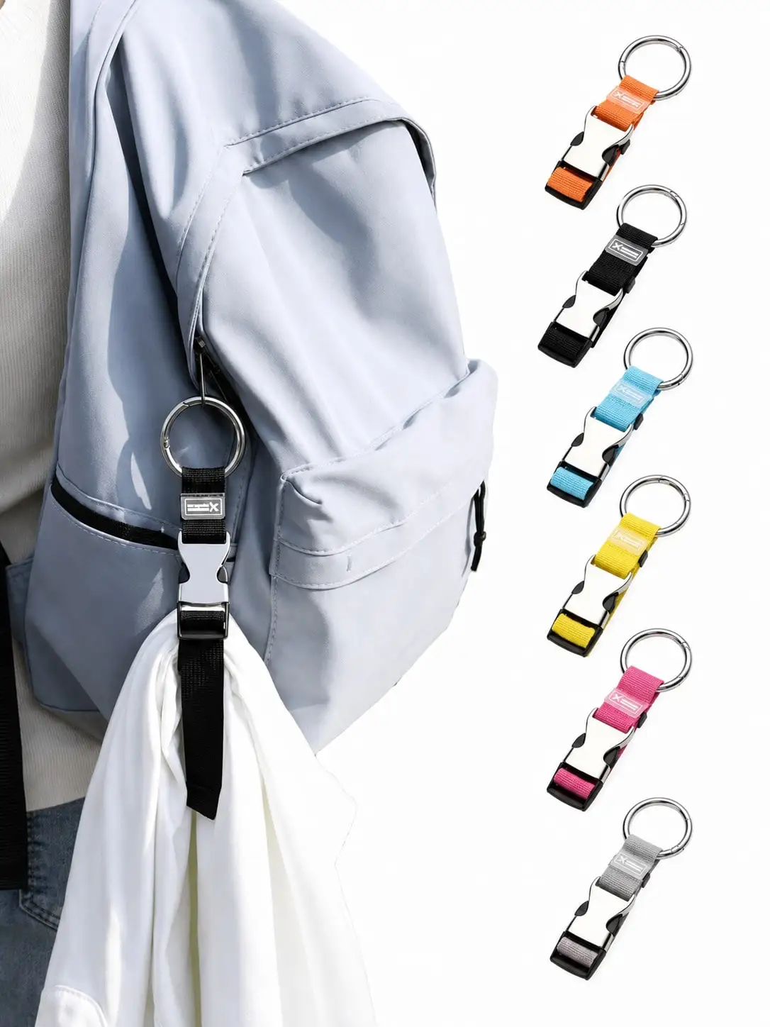 Multi-Color Backpack & Luggage External Buckle Strap, Portable Quick Release Hook for Travel, Camping & Daily Use Organizer