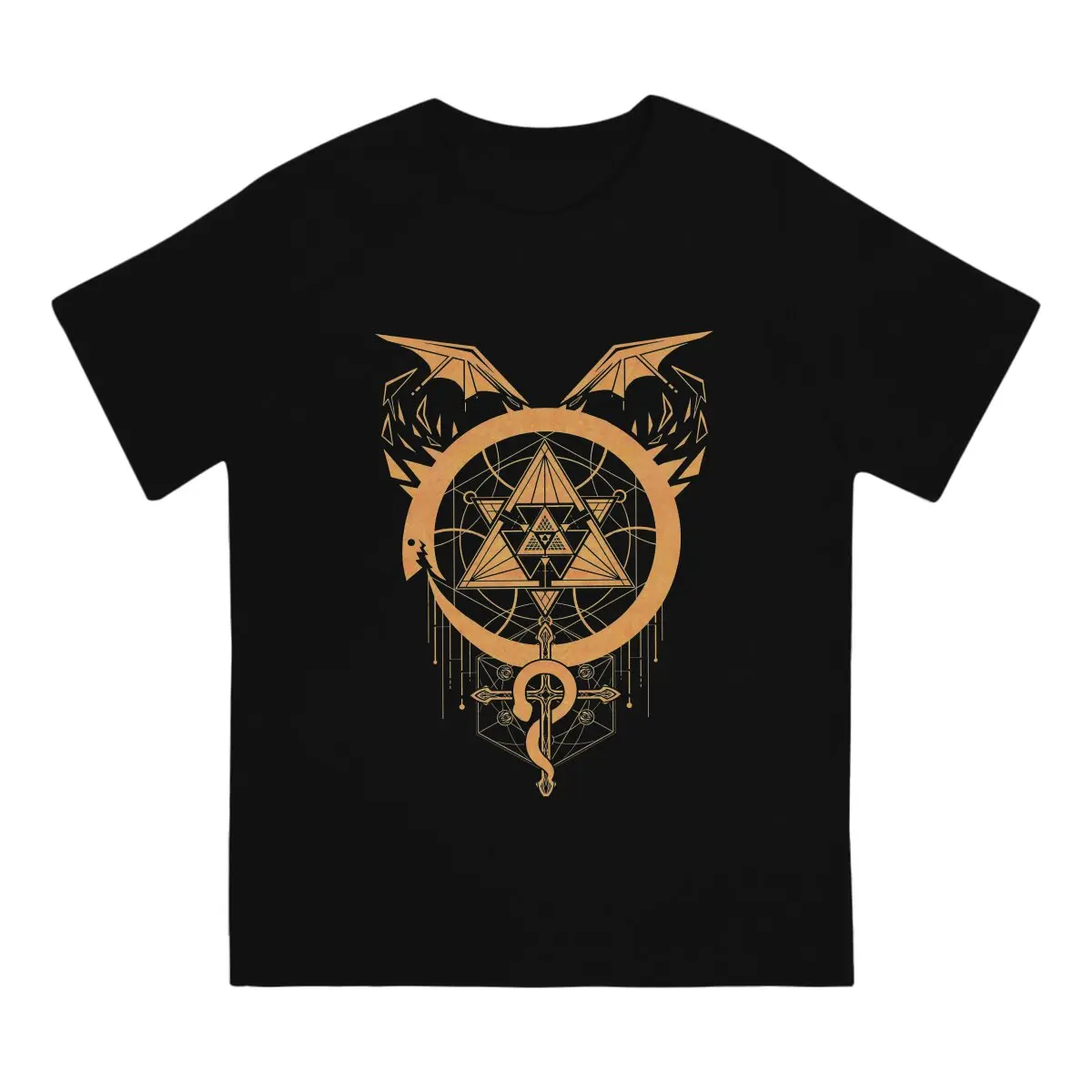 Fullmetal Alchemist Anime Polyester TShirt for Men Gilded Snakes of Alchemy Basic Casual Sweatshirts T Shirt Novelty Trendy