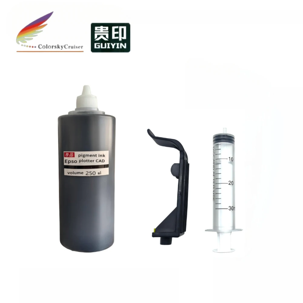 T2.8 Water Based Pigment Ink 250ml for EPSON TX800 TX806 Plotter CAD Refill Ink Black with tool