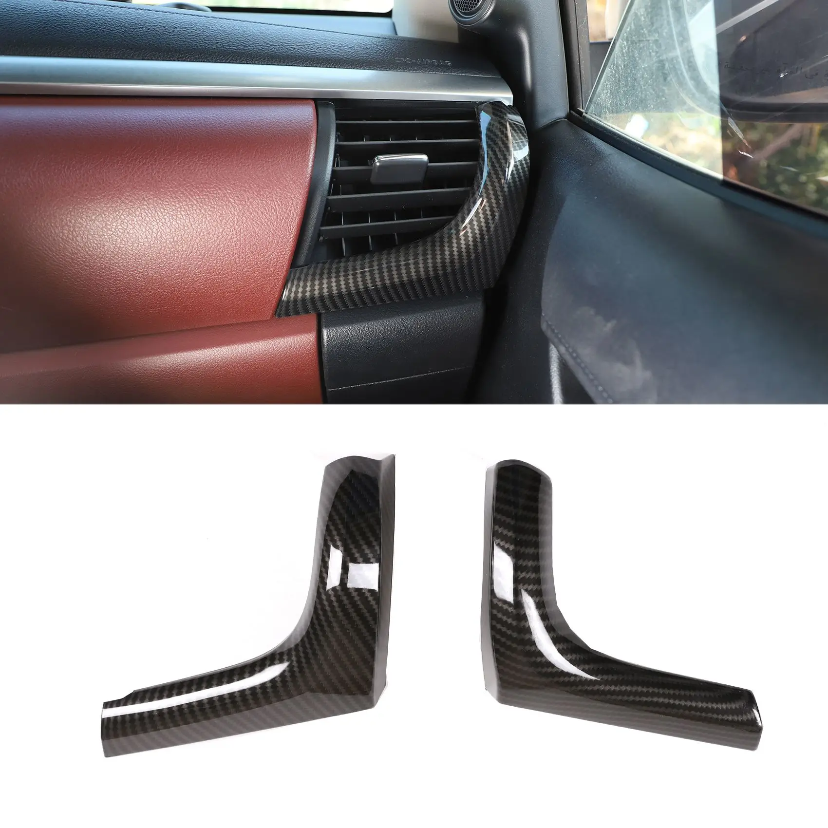 Untuk 2015-2021 Panel instrumen mobil Side Air Outlet L Cover Trim karbon