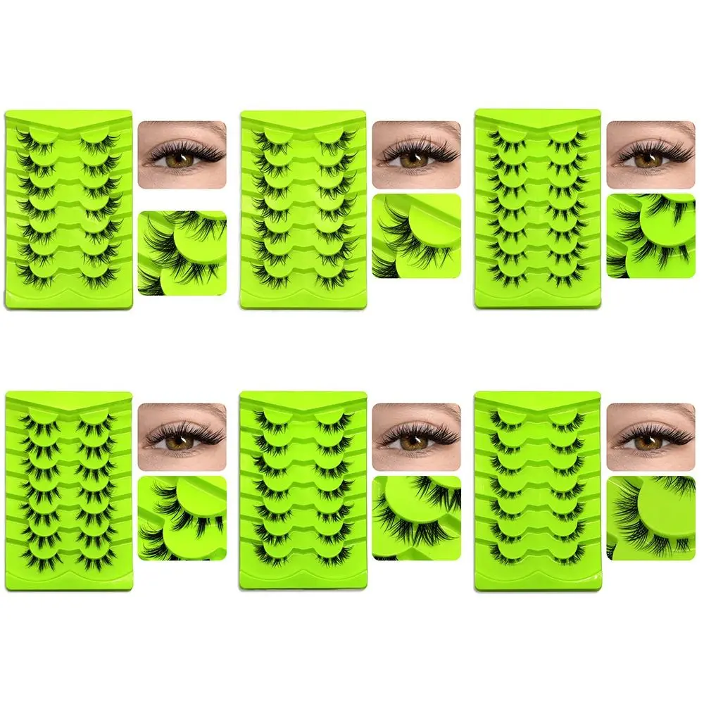 Big Eye Fox Eye Lashes 7 Pairs Fairy Cross Cluster Clear Band Lash Extension Natural Look Winged Fake Eyelashes