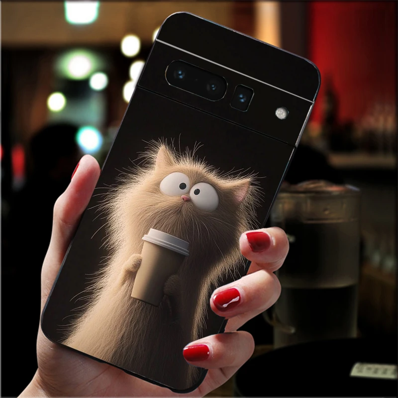 

Drinking coffee Cat Phone Case For Google Pixel 10 9 Pro XL 9A 8 7 6 Pro Pixel 8A 7A 6A Pixel 8 7 6 5