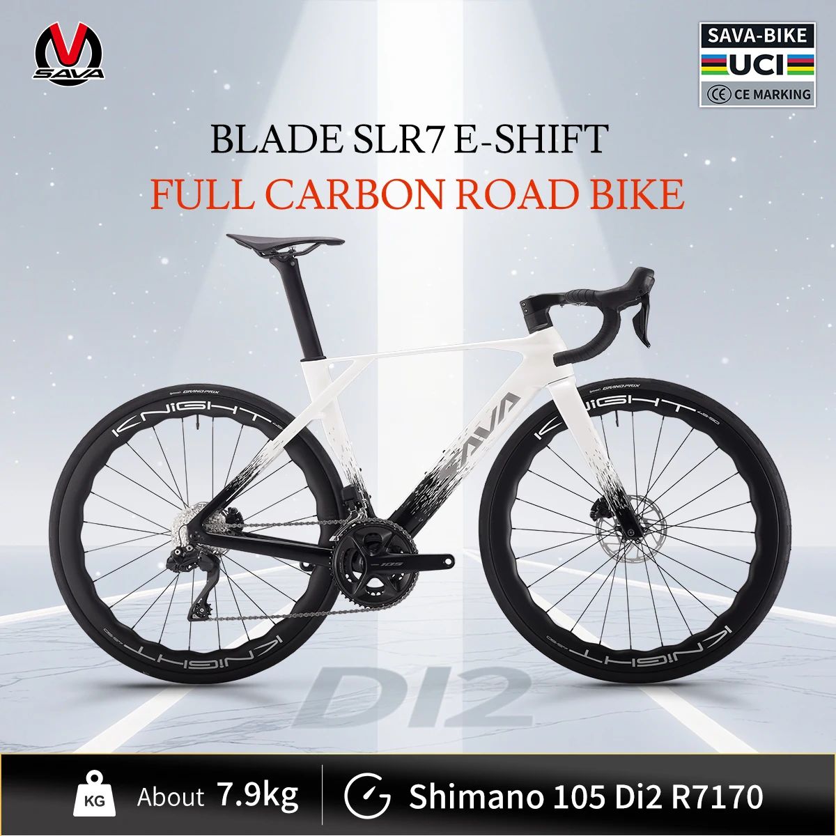 

SAVA BLADE·SLR7 Шоссейный велосипед для гоночного класса, полностью углеродное волокно, шоссейный велосипед E-Shift, 24 скорости, с комплектом SHIMAN0 7170 Di2