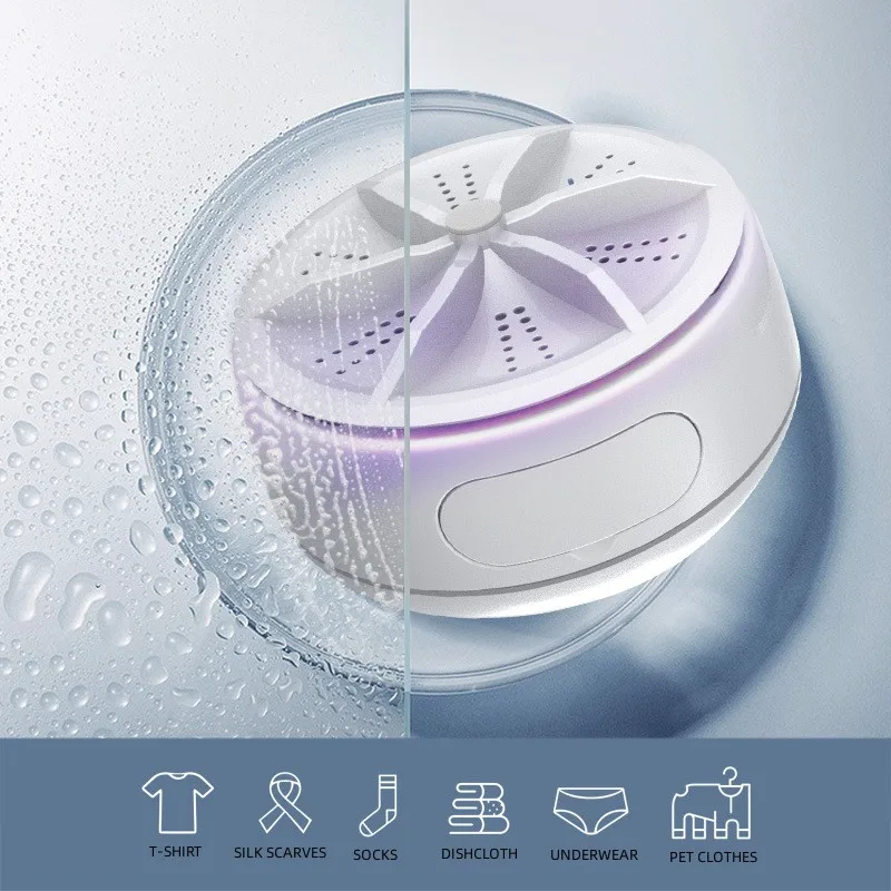 Mini Ultrasonic Turbo Washing Machine Baby Clothes Washing UV Disinfect Laundry Portable Travel Underwear Washer USB