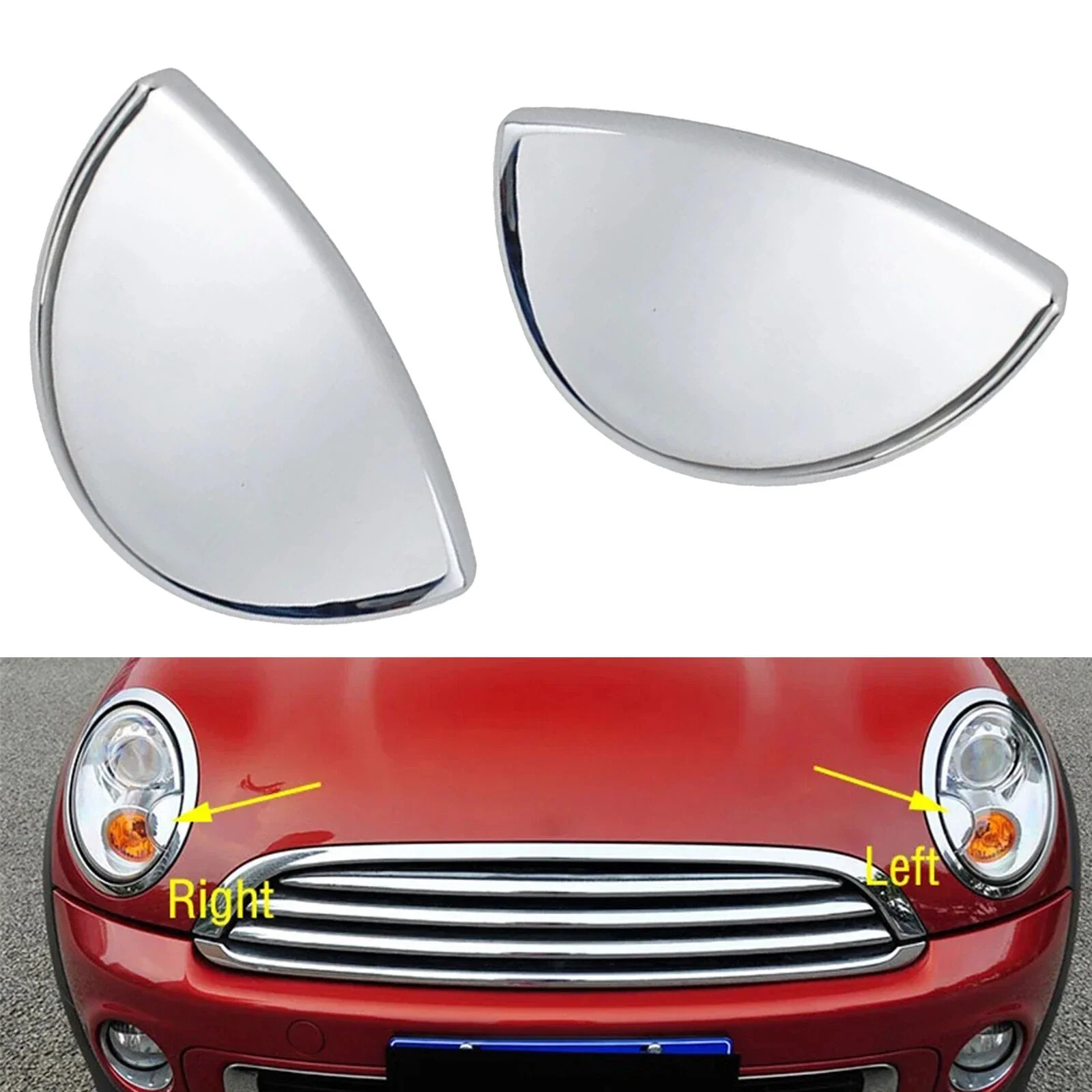 

1pair Headlight Washer Nozzle Cap Headlight Washer Nozzle Cover For Mini Cooper R55 R56 R57 R58 R59 Silver Plastic Headlight Cap