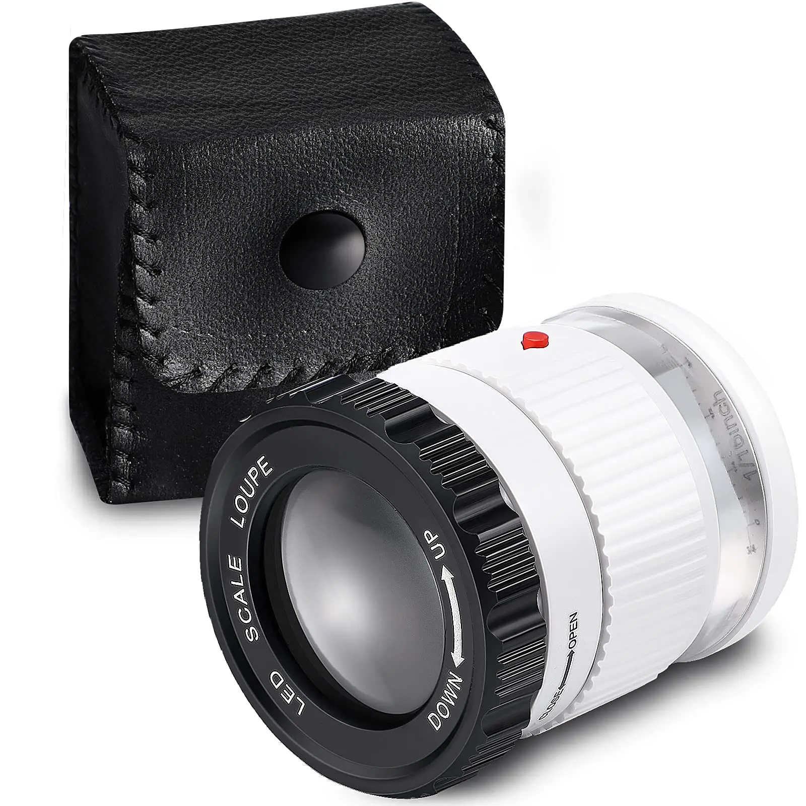 Lupa de Mão Cilíndrica com Escala Luz Led uv Lupa Iluminada Focal hd Lupa Ajustável Jóias Lupa 30x