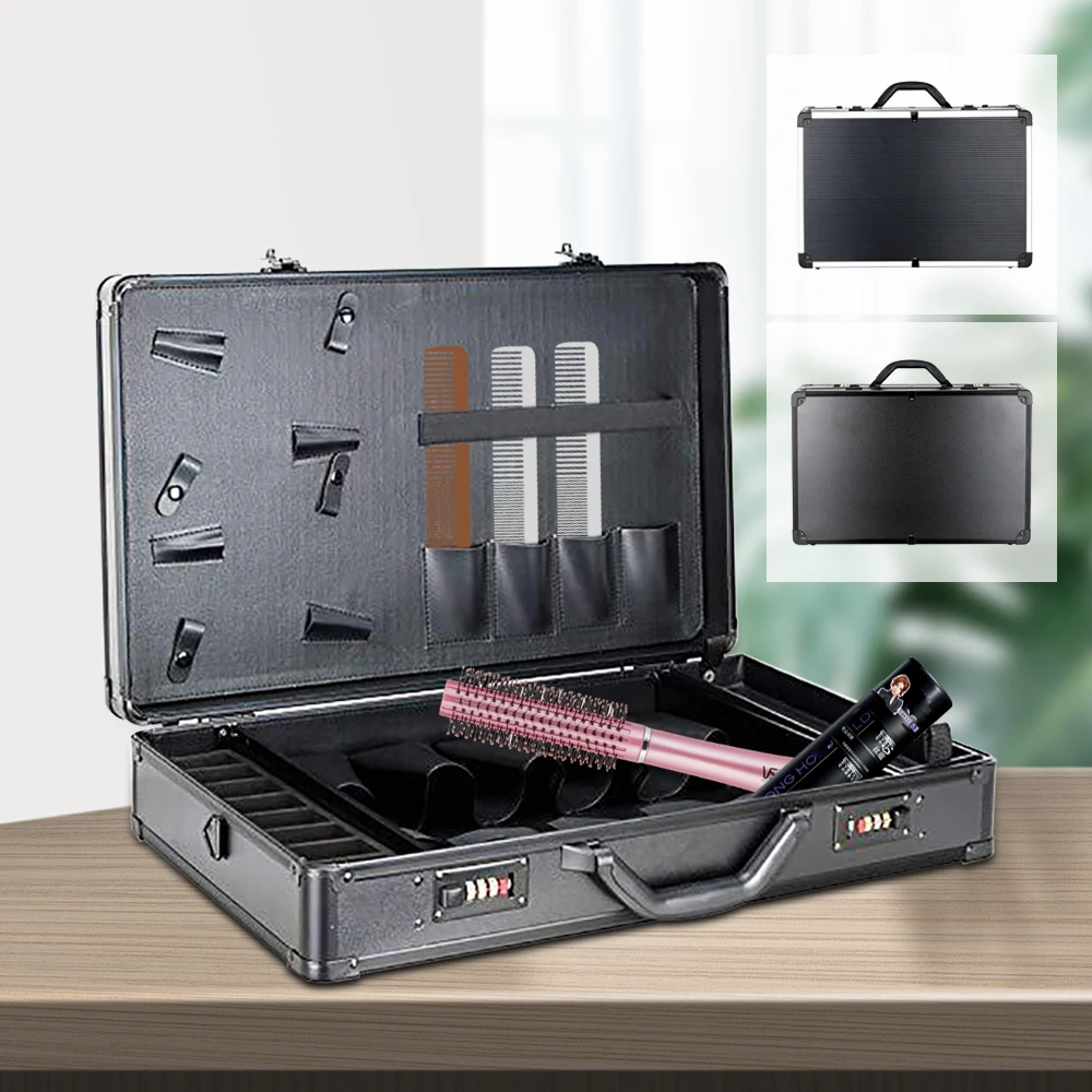 

Professional Barber Case Portable Travel Stylist Tool Box Barber Tool Organizer for Clippers Trimmers Shears Scissors