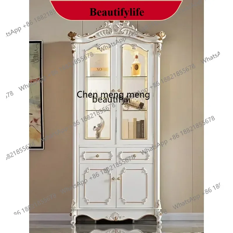 

D178 yh Light LuxuryWine Cabinet Living Room Wall Double Door Display Cabinet Made of Glass Locker Sideboard Cabinet Home Decor
