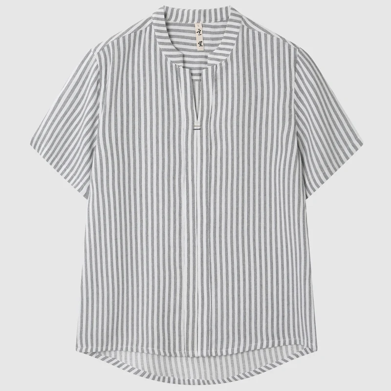 summer-cotton-linen-stripe-short-sleeve-casual-shirt-men's-loose-fit-new-chinese-style-daily-wear-casual-loose-summer-shirt
