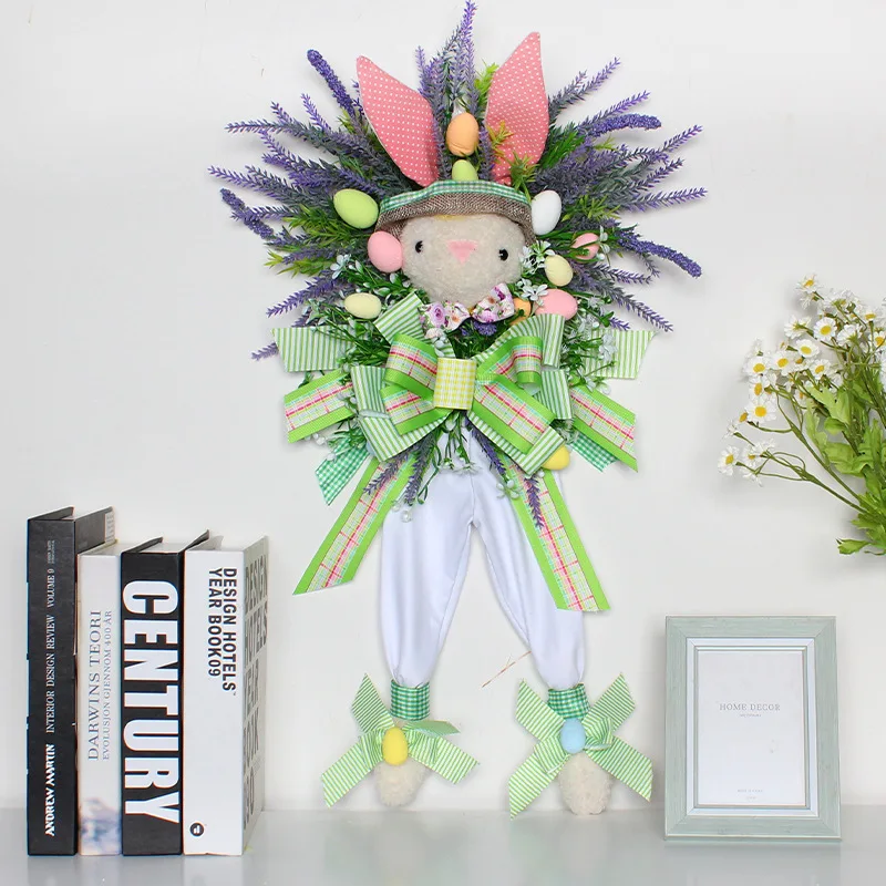 

Easter Wreath for Front Door Easter Bunny Wreath Ornament Pendant Door Simulated Plant Door Hanging Decorations Props