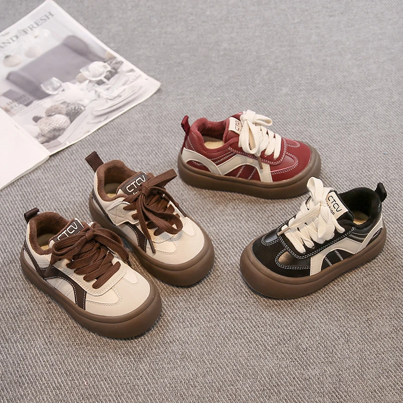 Children Running Shoes Suede Warm Kids Casual Shoes Soft Bottom Comfortable 2025 Winter New Boys Girls Sports Shoes Toes Capped