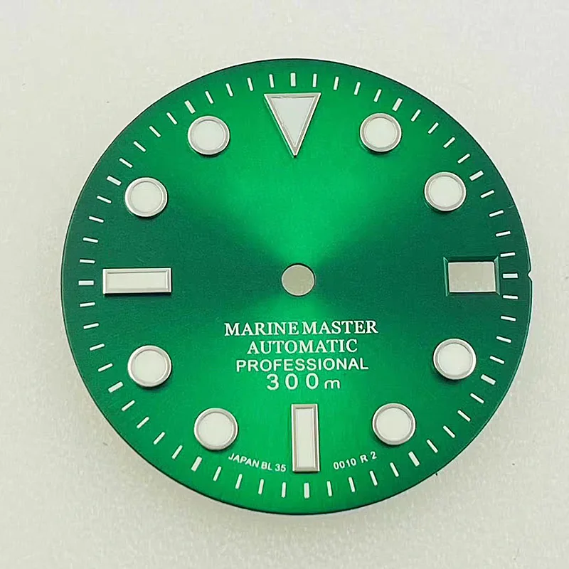 NH35 Dial 28,5 mm Reloj de buceo luminoso verde NH36/4R35/4R36 Accesorios de reloj literal con logo
