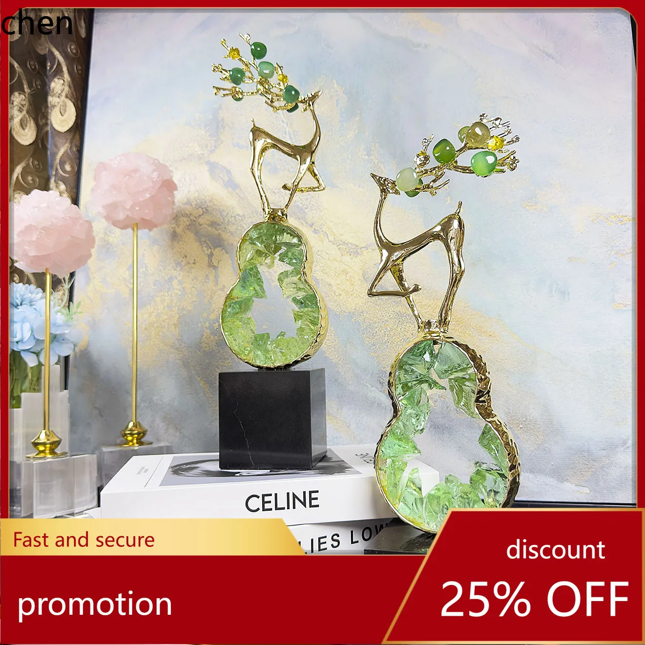 

H1High-end Gourd-shaped Ornament for Fortune and Prosperity, Home Decor, Deer Figurine, Gift, TV Cabinet Decoration, Living Room