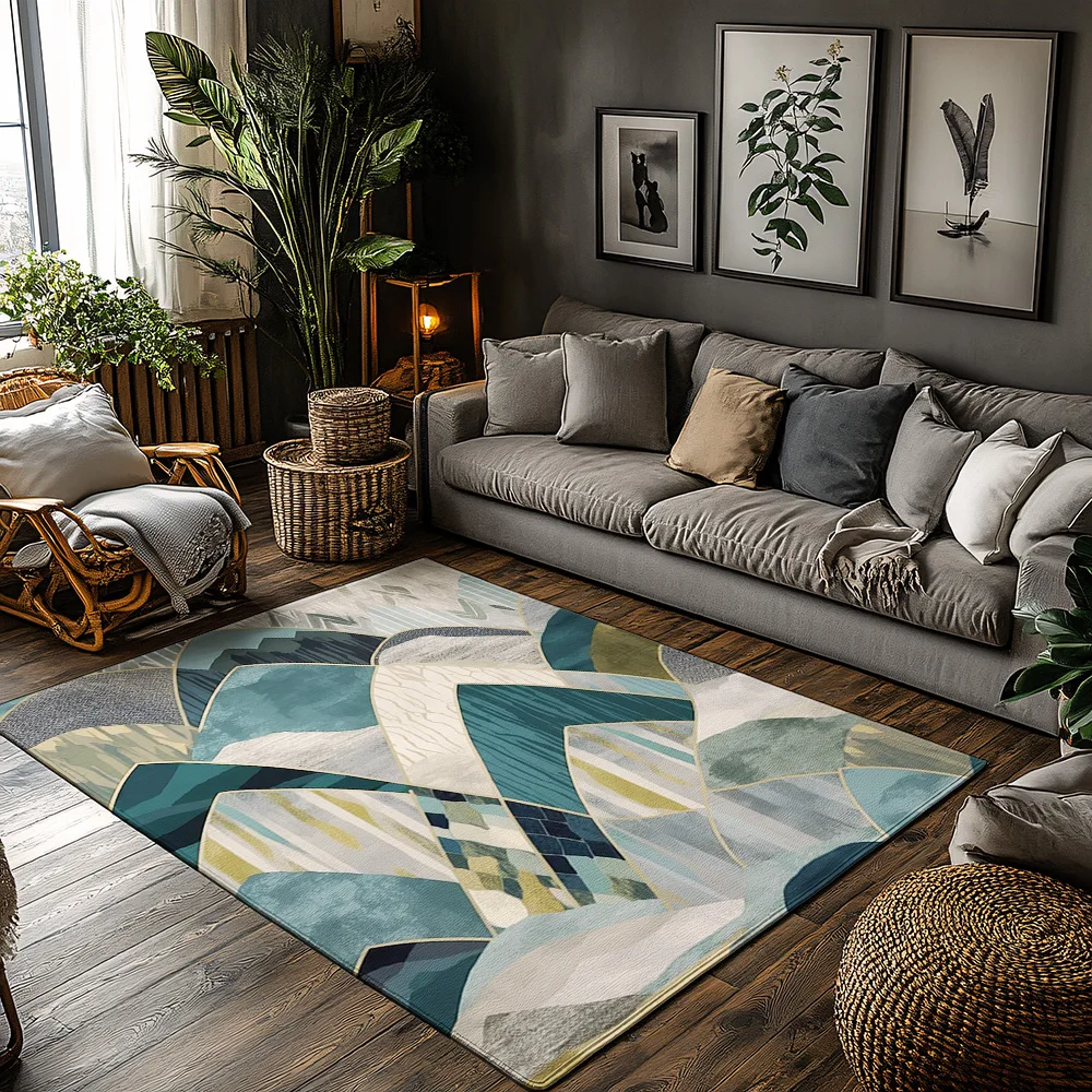 

Abstract Area Rug Modern Geometric Carpet Living Room Floor Mat Home Decor Non Slip Washable Indoor Outdoor Rugs