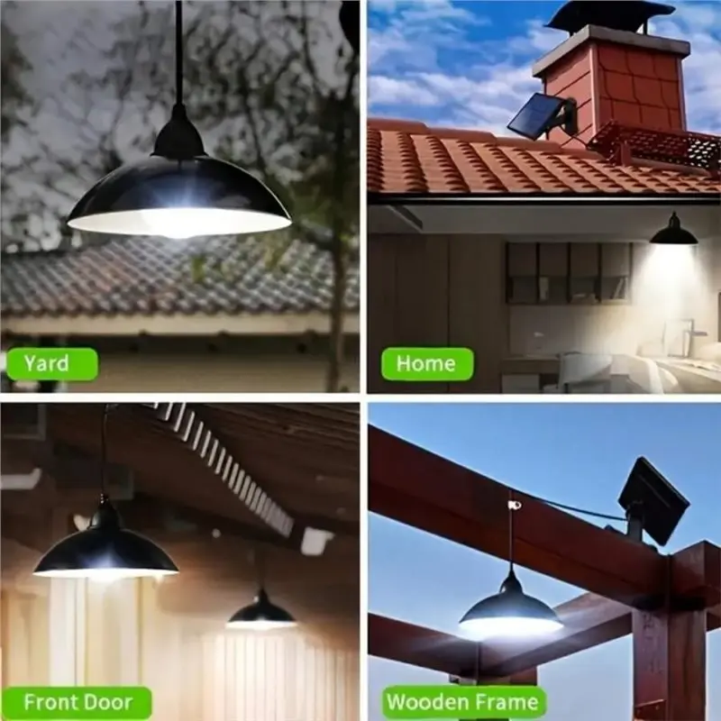 DT19 Solar Shed Light Indoor Outdoor 6000K Dusk-To-Dawn Motion Sensor Pendant Light IP65 Waterproof 2000LM