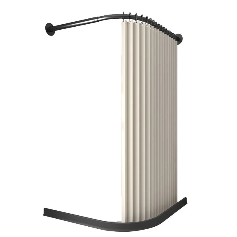 

Curved folding shower curtain set No punching bathroom tarp toilet magnetic shower dry and wet separation partition curtain