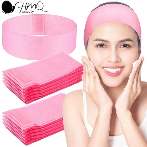 Imagen 1 del producto 100/50/10 Uds. Diademas faciales desechables, diadema elástica no tejida, banda para el cuidado de la piel suave para el cabello para mujeres, suministro de esteticista de salón