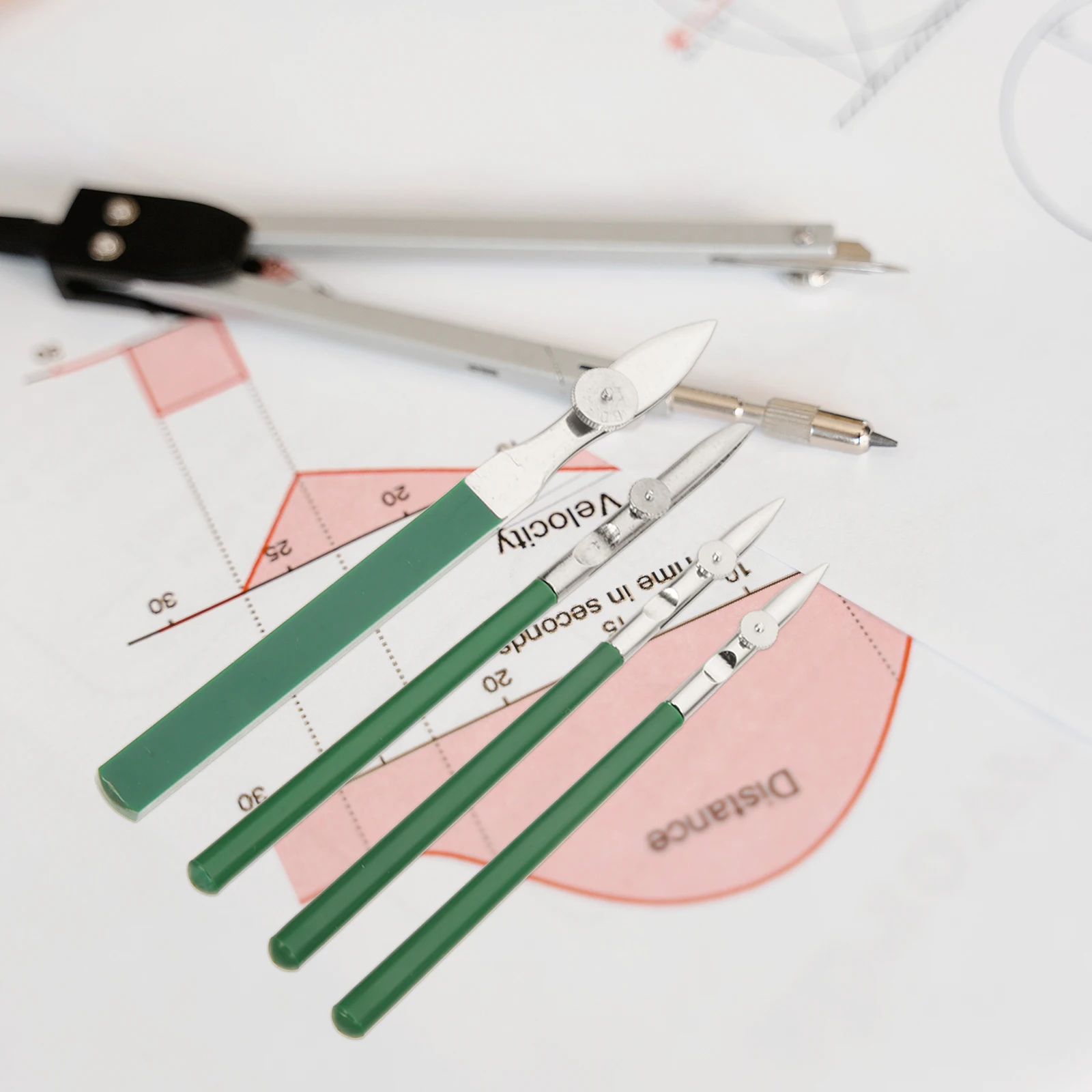 مجموعة مسطرة مستقيمة مكونة من 4 قطع للفنانين، أداة رسم معدنية بلاستيكية، قلم سائل بخط رفيع للرسم الكاريكي، أدوات مكتبية فنية، #1