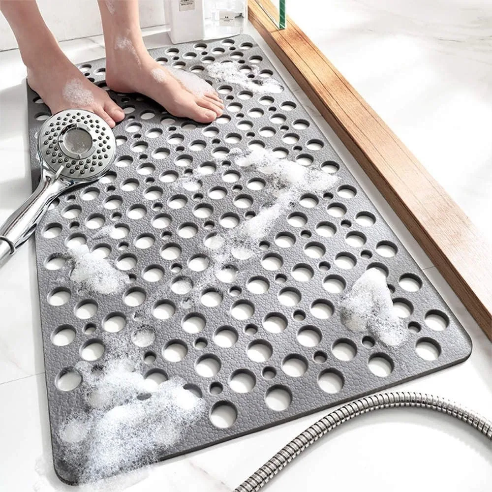

Non Slip Bathtub Mat for Shower with Strong Suction Cups, Quick Drain, Machine Washable, Soft Bath Mat for Elderly & Kids, 30x17