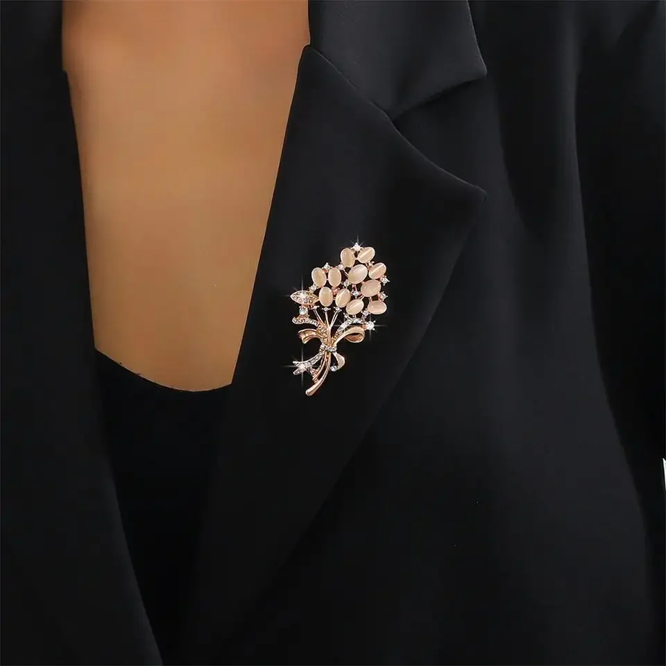 1PC Fashion Opal Stone Exquisite Flower Brooch Pin Garment Accessory Birthday Gift Brooches Women Rhinestone Brooch Pin image 4