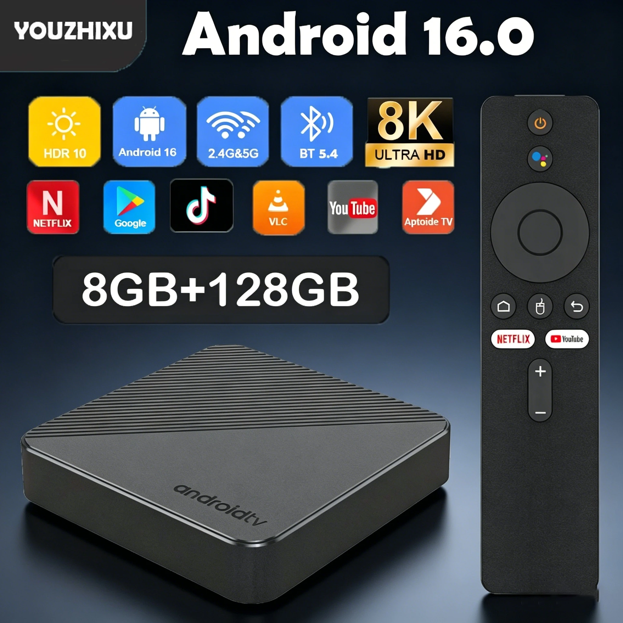 T8 Android 16 TV Box RK3518 8GB+128GB 8K Ultra HD Dual WiFi6