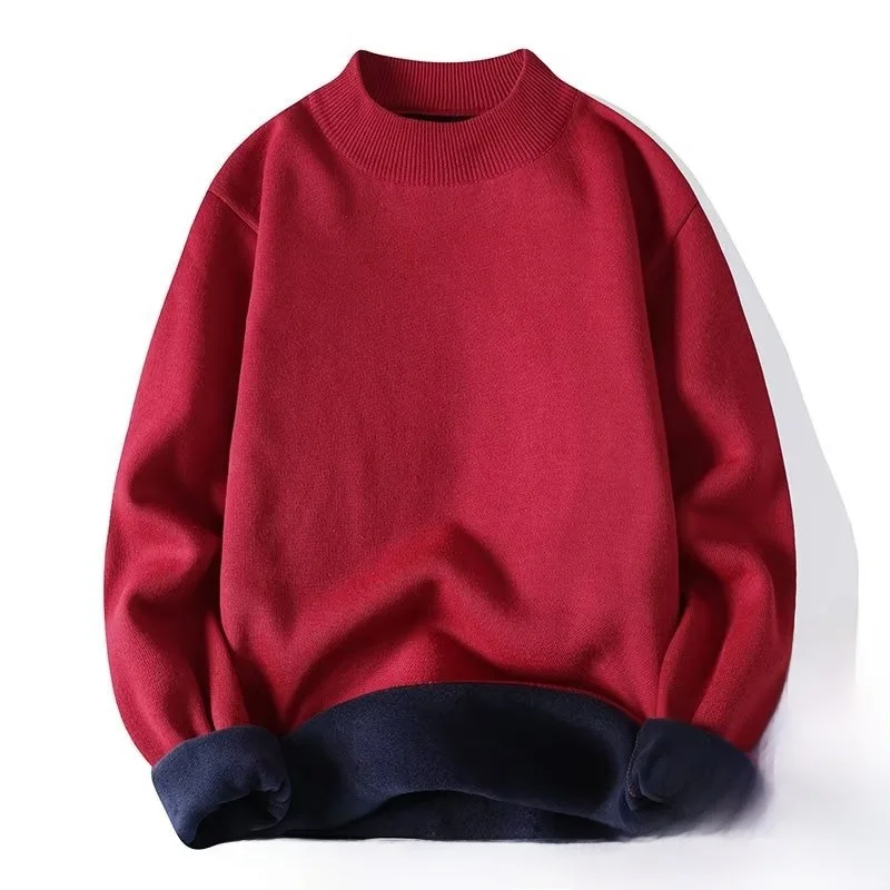 

Men's Casual One-Piece Fce Knitwear f High Collar Long Sve Sweater Polyester Fiber Youth Faion Outerwear