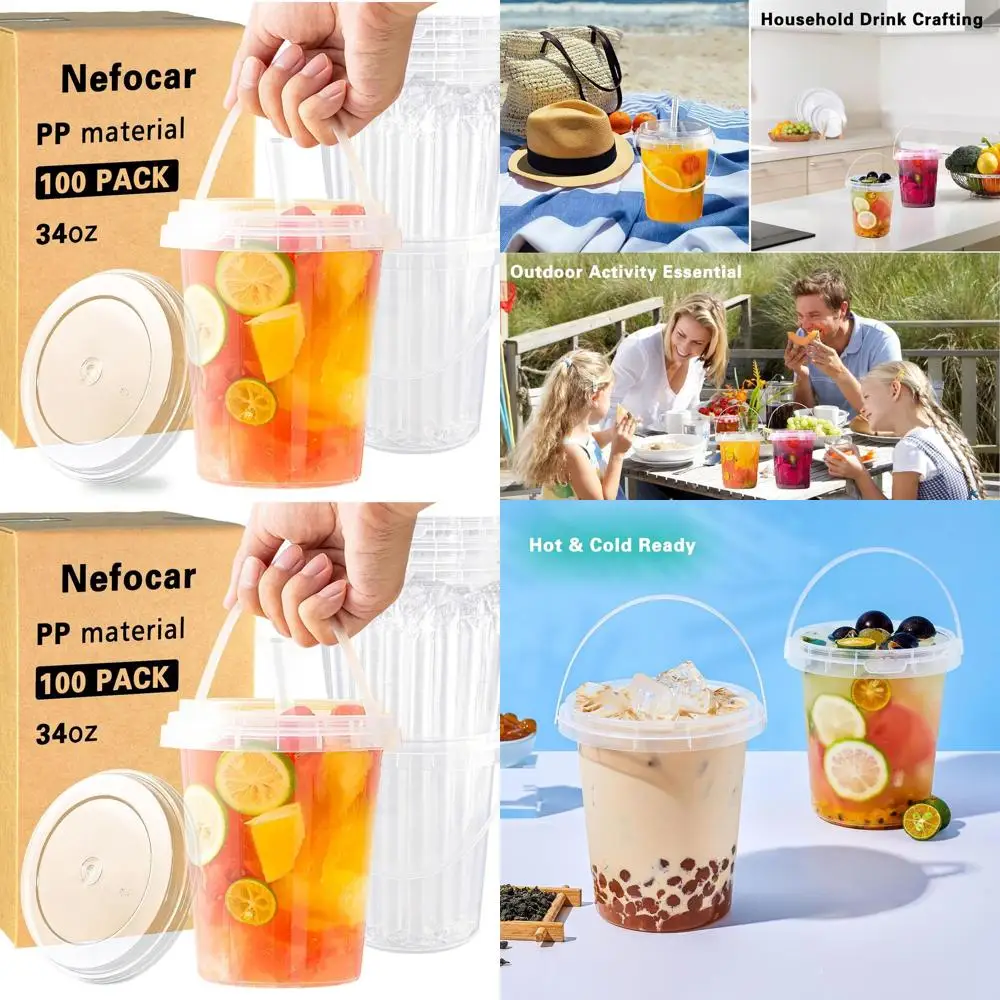 

Одноразовые стаканы 34 унции с крышками, идеально подходят для холодного кофе, смузи и горячих/холодных напитков, идеально подходят для вечеринок и мероприятий на открытом воздухе.
