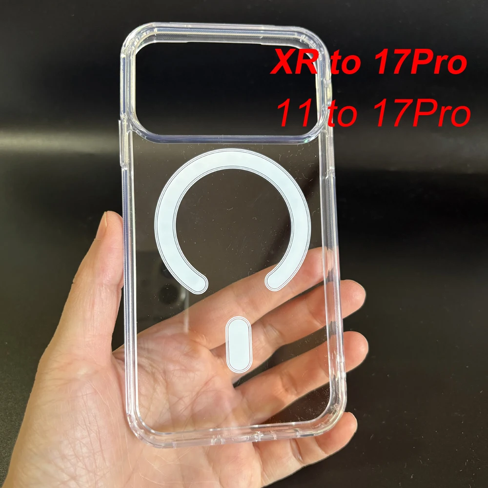 Magnetische Handyhülle für DIY XR bis 17Pro Transparente Hartschutzhülle mit großem Loch für XR bis 17Pro – Detail 1