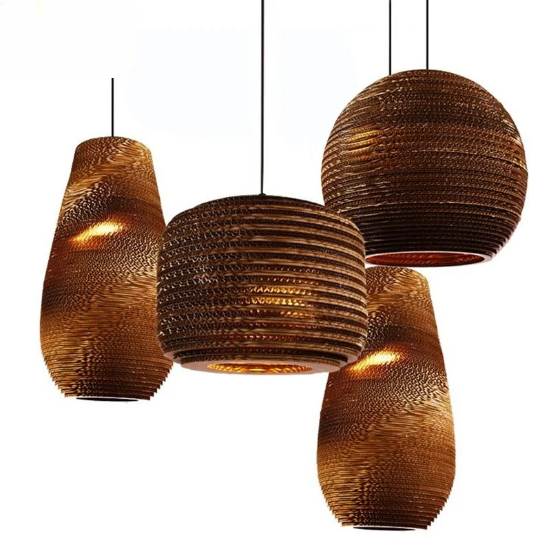 

Paper Honeycomb Pendant Lights Cardboard Personalized Living Room Restaurant Cafe Clothing Store Pendant Lamps