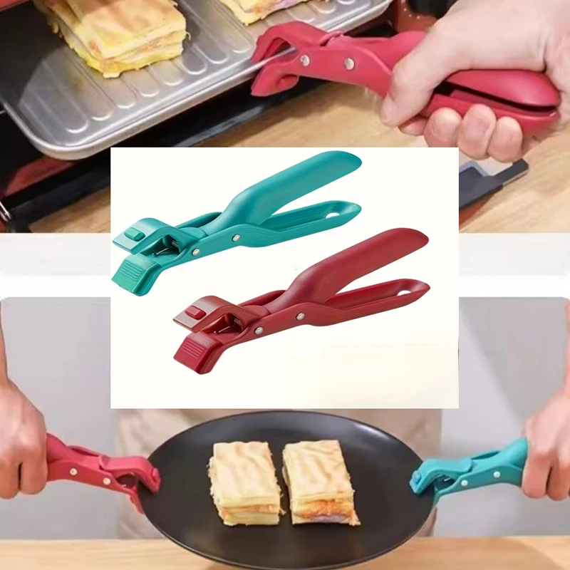 1 Pcs Clip Hot Dish Plate Bowl Clip Retriever Tongs Silicone Handle Kitchen Tool Air Fryer Camping Tool Non Slip Pot Pan Gripper