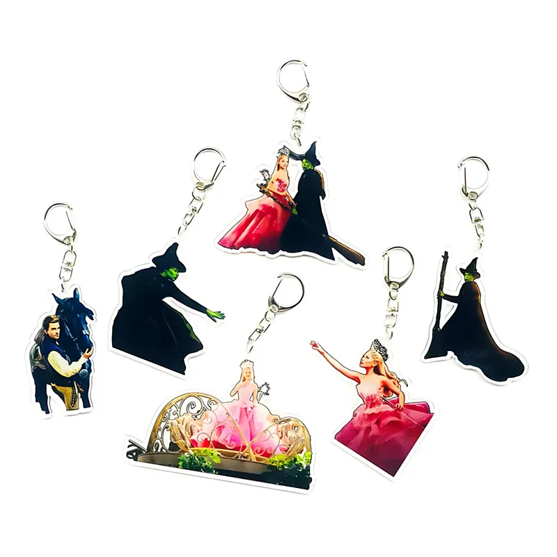 6 accesorios de llavero de bruja mágica Glinda Efba, regalo de Navidad decorativo acrílico para hombres y mujeres