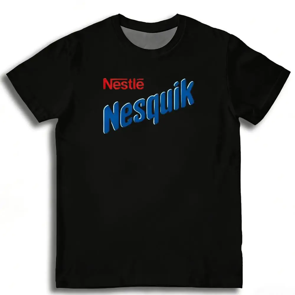 Nesquik Chocolate Milk T-shirt Harajuku Style Crew Neck Short-sleeved Top Men's And Women's Vintage Casual Streetwear Y2K Tee