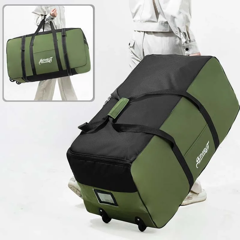 Waterproof Hand Luggage Bag With Wheels Oxford Handbag Moving Duffle Storage Bag Large Capacity Oversized Wheeled Travel Bags