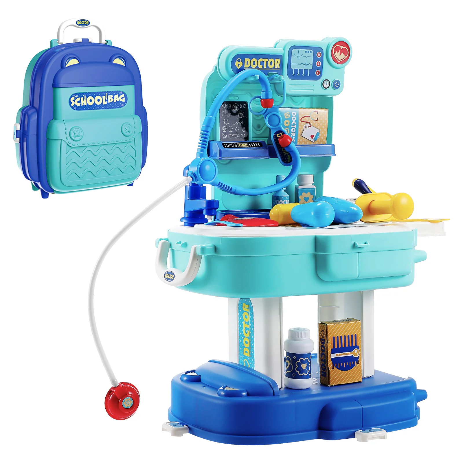 

Medical Kit Educational Toys Doctor Playing Children Pretend Children’s for Kids Backpack Childrens Toddlers Bag Cart Game Set