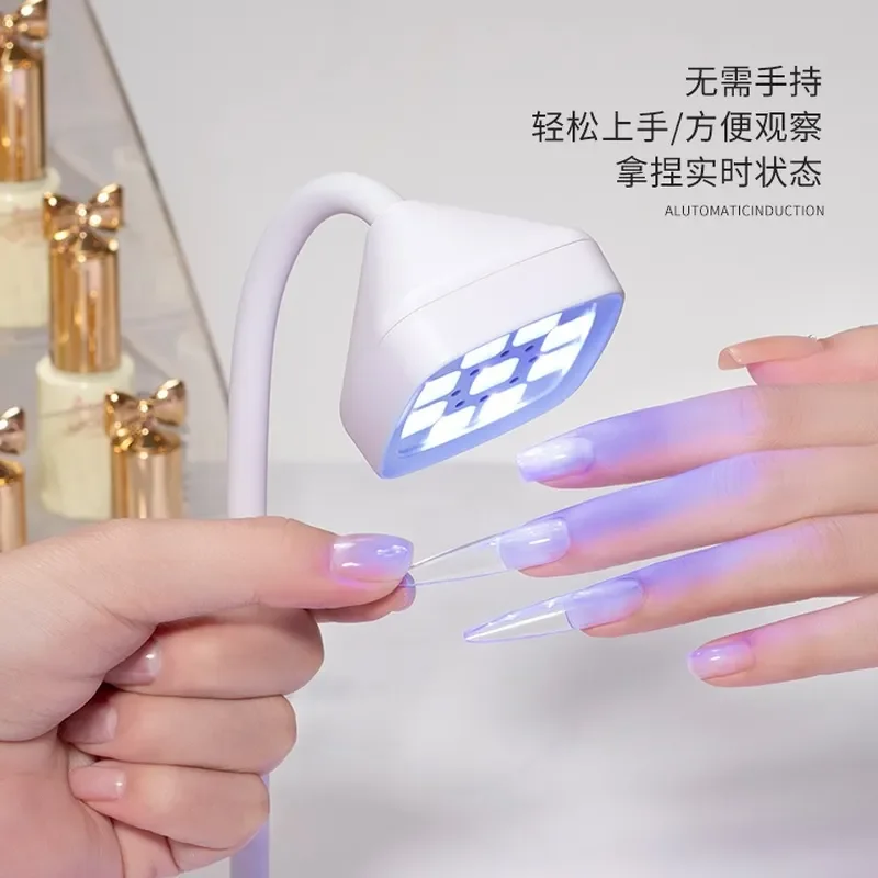 Desktop Power Storage Manicure Lotus Lamp Quick-drying Induction Baking Lamp Nail Polish Sticky Drill Lamp Power