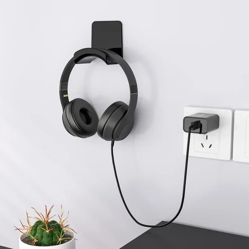 Headphones Stand Wall Mount Hanger Under Desk Headset Rack Holder Support Without Punching Headset Display Stand Bracket