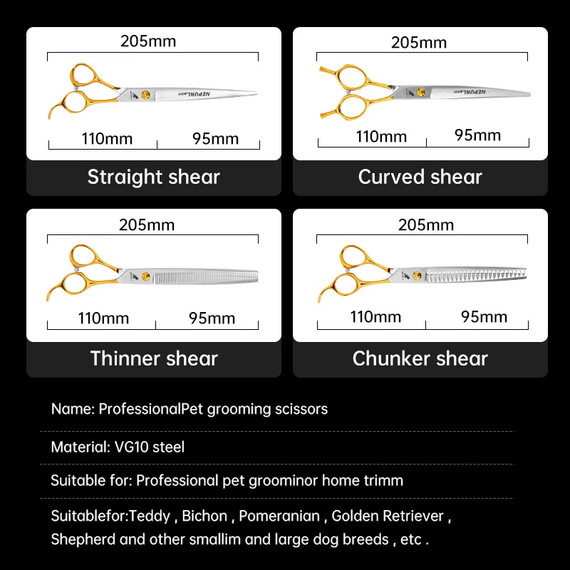 7.5 Inch VG10 Veterinary Animal Shaped Scissors Pet Grooming Scissors Pet  Rotating Handle Pet Sets