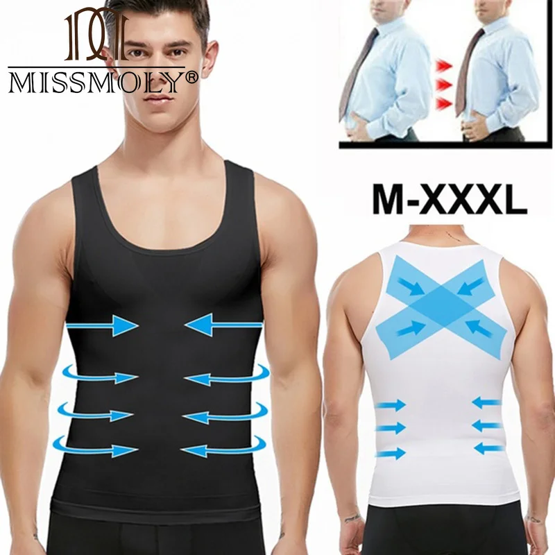 

MISSMOLY Mens Body Shaper Slimming Posture Vest Belly Abdomen Corrector Compression Abs Waist Trainer Shaping Fat Burn Corset