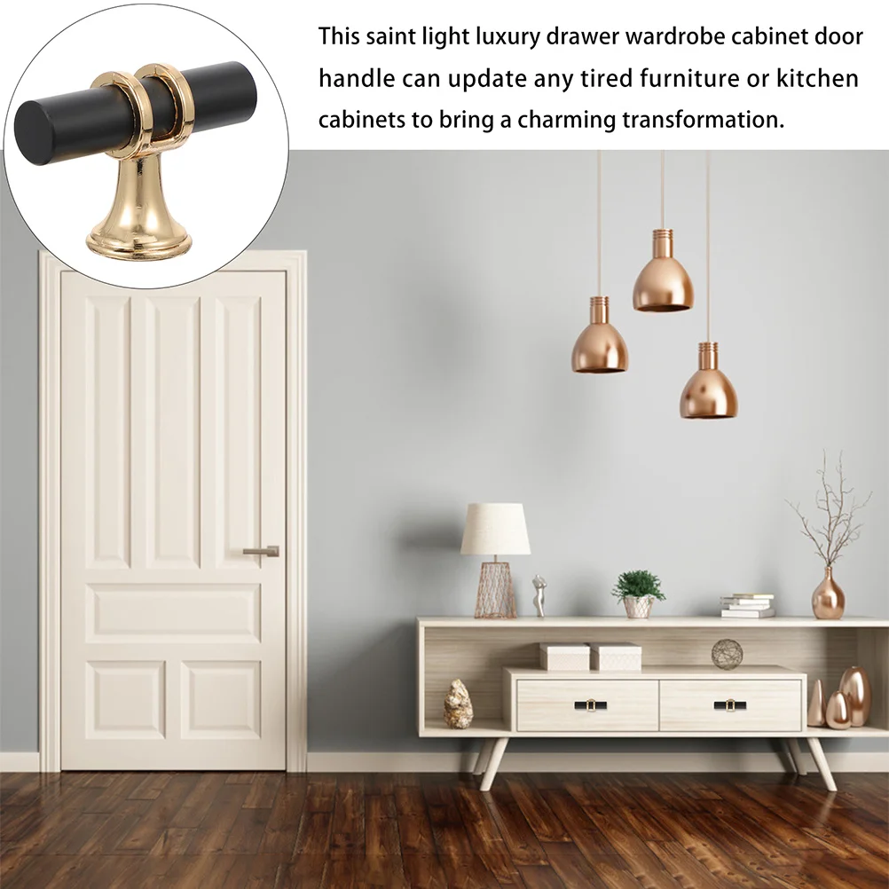 

10Pcs Black Door Handle Zinc Alloy Furniture Pull Durable Curved Design for Cabinets Wardrobes Closet Door Handle