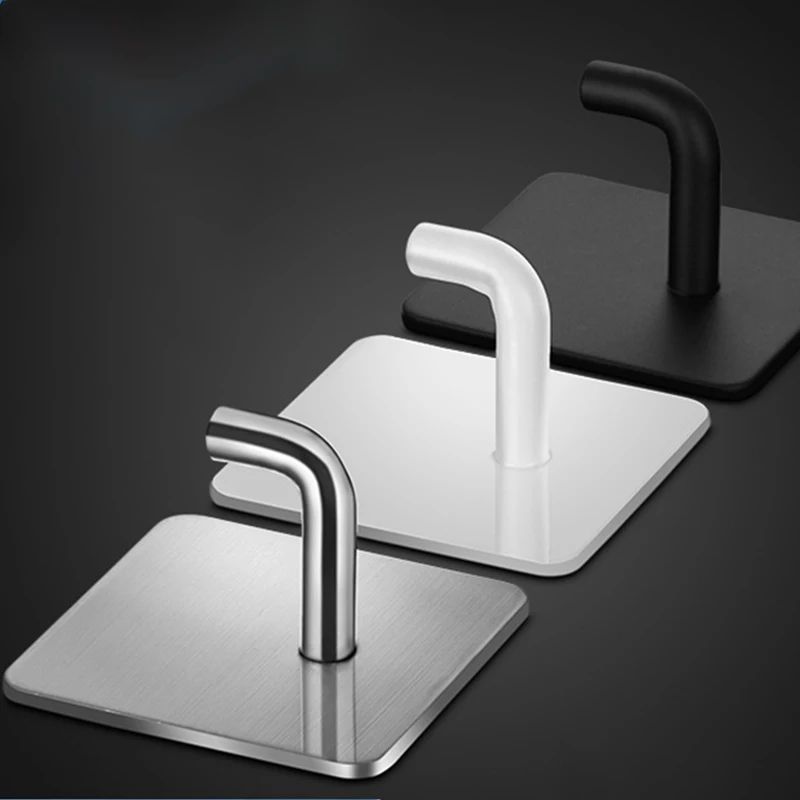 Ganchos de acero inoxidable sin perforaciones, colgadores de pared sin huellas, ganchos adhesivos fuertes, bastidores de pared, ganchos para ropa detrás de las puertas del baño