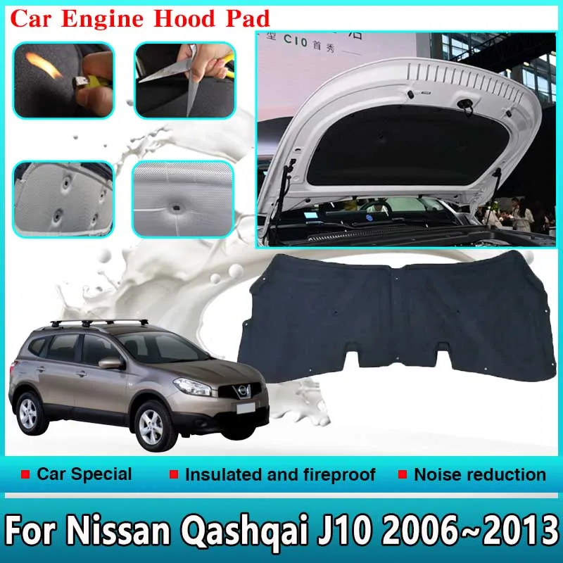 

Car Engine Hood Sound Pads for Nissan Qashqai J10 2006~2013 Dualis Car Front Heat Insulation Cotton Cover Fireproof Accessories