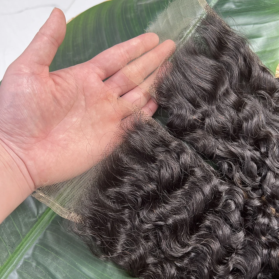 4x6 Real HD Lace Closure Burmese Curly Human Hair Preplucked Bleached Knots Invisible Lace #1B Natural Color Raw Virgin Hair
